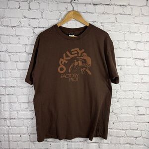 Vintage Oakley Factory Pilot Graphic T Shirt Brown Orange Size XL   J